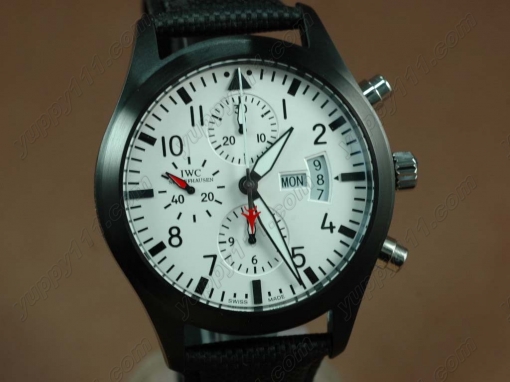 IWC Flieger Chrono 3789 Top Gun Ed PVD/NY White A-7750自動巻き