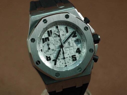 オーデマ・ピゲAudemars Piguet Royal Oak Chronograph SS/RU White A-7750 Sec@12自動巻き