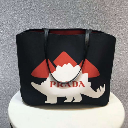 プラダコピー バッグ PRADA 2024新作 プリントキャンバス トートバッグ 1BG218