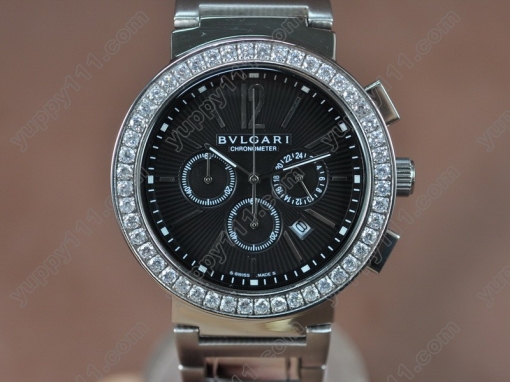 ブルガリBvlgari Bvlgari Bvlgari SS/Diam Black Japan OS20 Quartzクオーツストップウォッチ