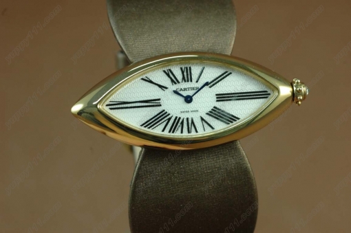 カルティエCartier Jewellery Ladies YG Case White Dial Brown Strap Baignoire Eyeクオーツ