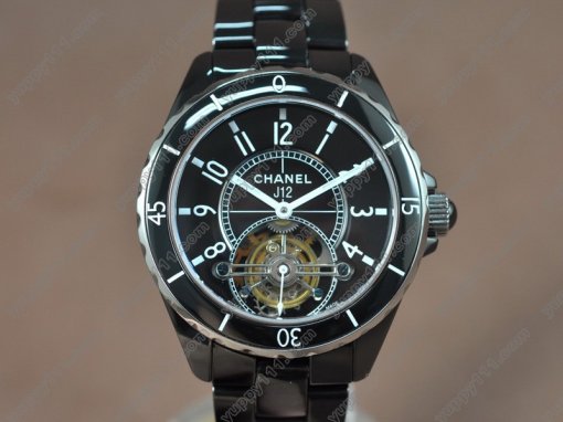 シャネルChanel J12 Tourbillon Full Black ceramic Black dial Handwindトゥールビヨン