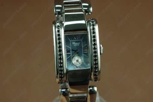 ショパールChopard Las Strada Ladies SS/Blk-Diam Light Blue Swiss Qtz脕時計 c/w Box