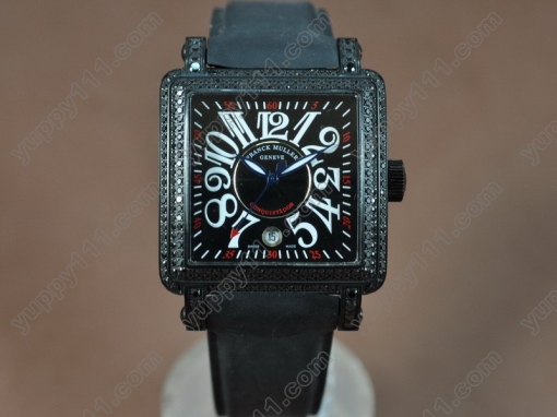 フランクミューラーFranck Muller Conquistador Ladies PVD/RU/Diam Black Swiss Quartzクオーツ