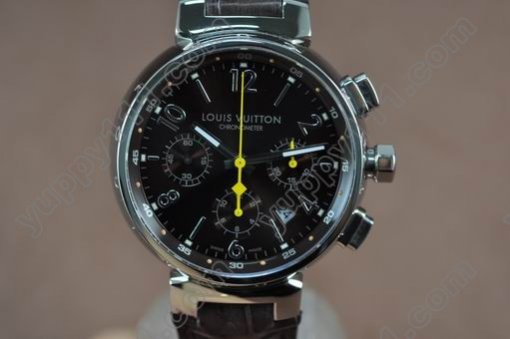 ルイヴィトンLouis Vuitton Tambour Chronograph SS Brown Asian 7750自動巻き