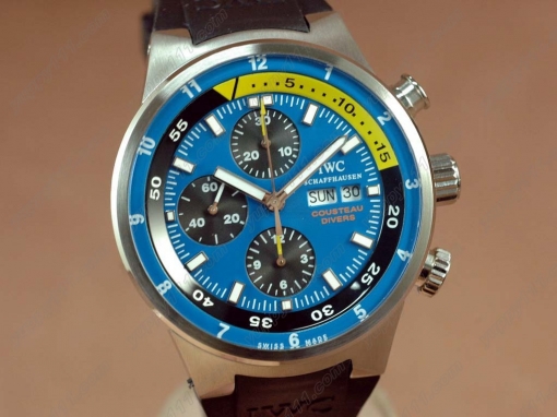 IWC 2008 Cousteau Divers Chrono SS Blue A-7750自動巻き