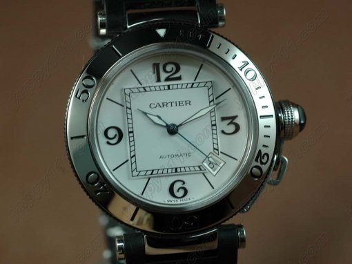 カルティエCartier Pasha 40.5mm Seatimer SS White Swiss Eta 2836-2自動卷