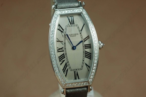 カルティエCartier Jewellery Ladies SS Case Diamond White Dial Gray Strapクオーツ