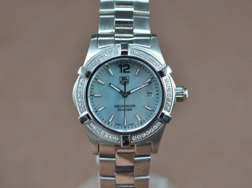 タグホイヤーTag Heuer Aquaracer Ladies SS/SS/Diam Pearl blue Swiss Eta Quartz 800クオーツ