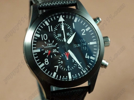 IWC Flieger Chrono 3789 Top Gun Ed PVD/NY Black A-7750自動巻き