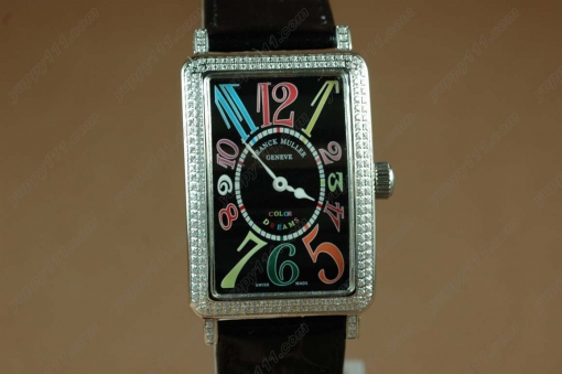 フランクミュラー >Franck Muller Watches Long Island SS Case Diamond Black Dial Black Strap