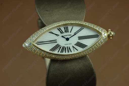 カルティエCartier Jewellery Ladies YG/Brown Satin Diamonds Baignoire Eyeクオーツ