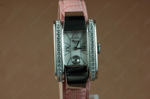 ショパール Chopard Watches SS Case Diamond White Dial Pink Strap 腕時計Swiss Quartz