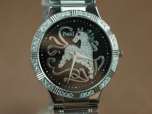 ピアジェPiaget Sculpture Totem SS Case Diamond Black Dial Swiss Quartz Movementクオーツ