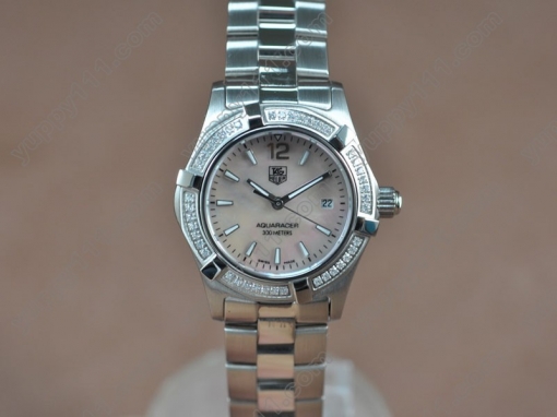 タグホイヤーTag Heuer Aquaracer Ladies SS/SS/Diam Pearl pink Swiss Eta Quartz 800クオーツ