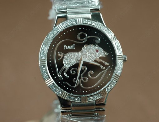 ピアジェPiaget Sculpture Totem SS Case Diamond Black Dial Swiss Quartz Movementクオーツ