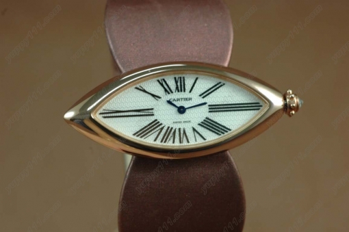 カルティエCartier Jewellery Ladies RG Case White Dial Maroon Strap Baignoire Eyeクオーツ