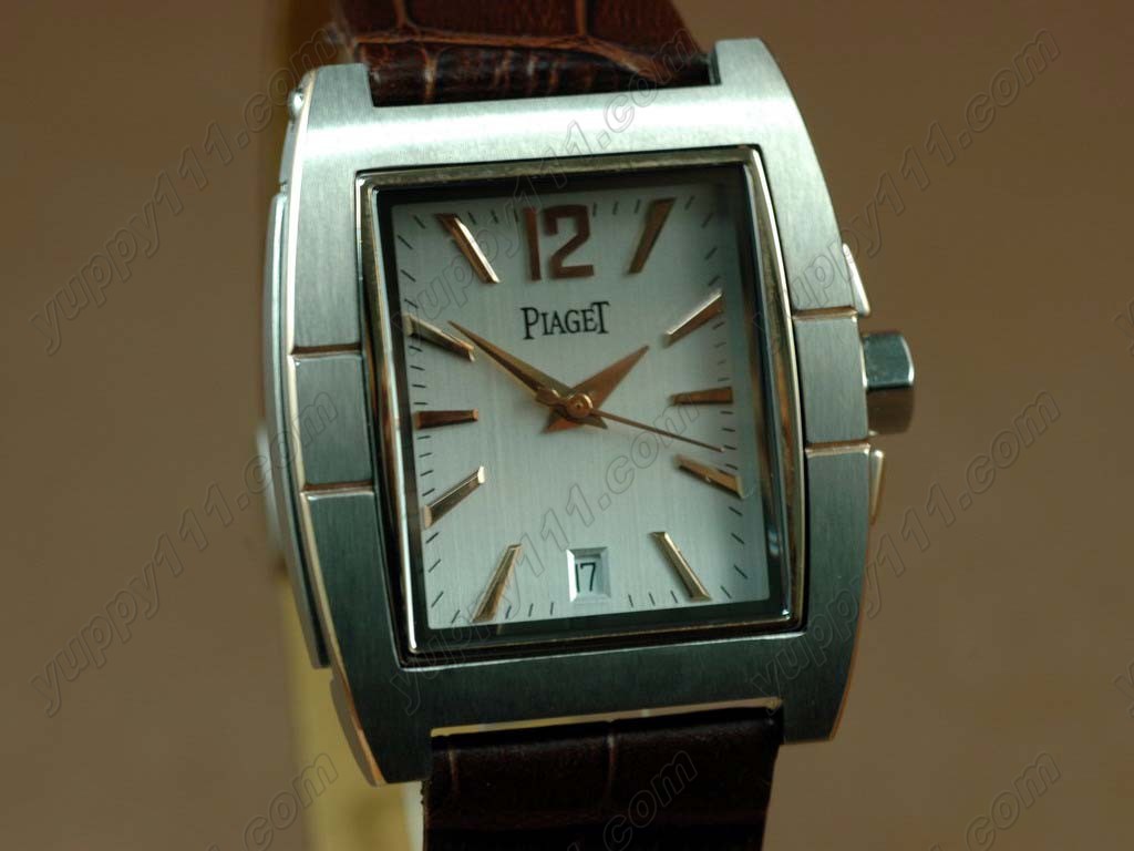 ピアジェPiaget Upstream SS Case White Dial Brown Strap Swiss Eta 2824自動巻き