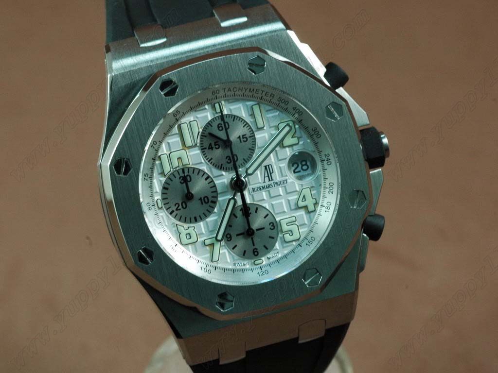 オーデマ・ピゲAudemars Piguet Royal Oak Chronograph SS/RU White A-7750 Sec@12自動巻き
